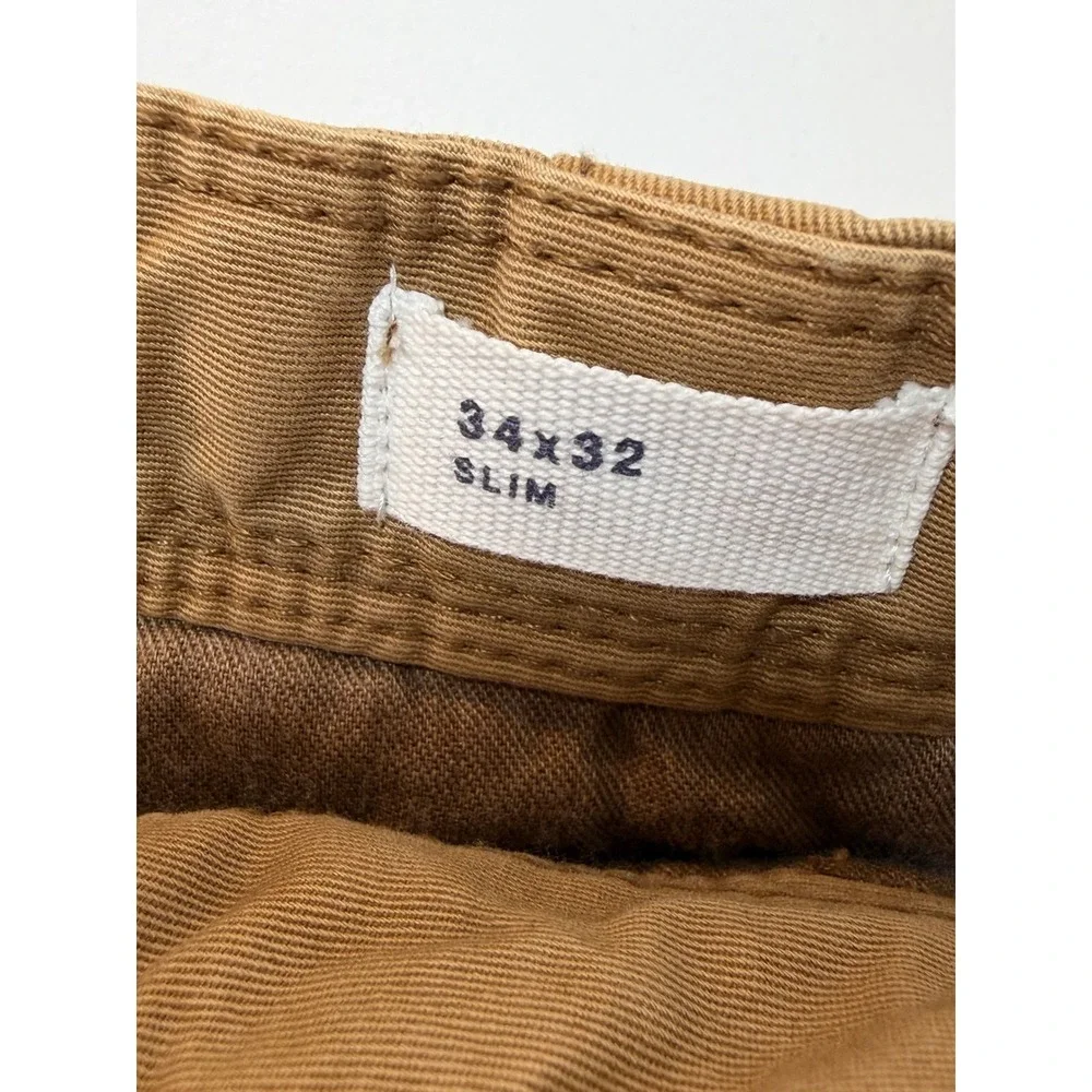 GAP‎ For Good Mens Slim Fit Chino Pants Brown Tobacco Stretch 34x32 Cotton Twill